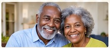 Smiling adults enjoying a comfortable home environment